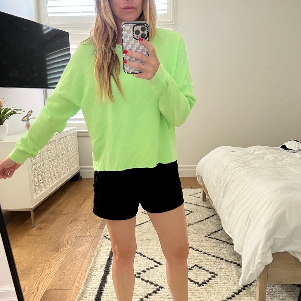 Michael Lauren cropped sweatshirt neon green